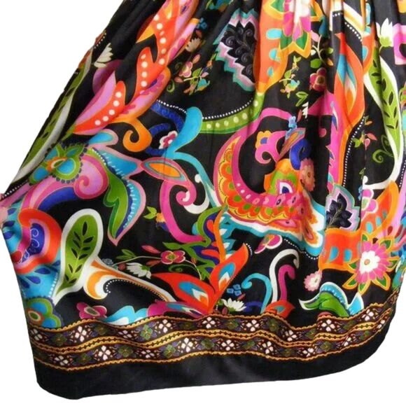 ECI Summer Dress, 10, Bold Multicolor Paisley, Sleeveless, Sash, V-neck - Picture 7 of 13
